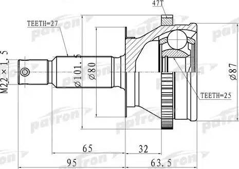 Patron PCV8728 - Šarnīru komplekts, Piedziņas vārpsta www.autospares.lv