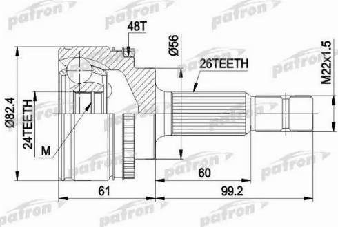 Patron PCV3445 - Šarnīru komplekts, Piedziņas vārpsta autospares.lv