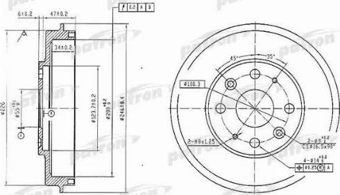 Patron PDR1573 - Bremžu trumulis www.autospares.lv