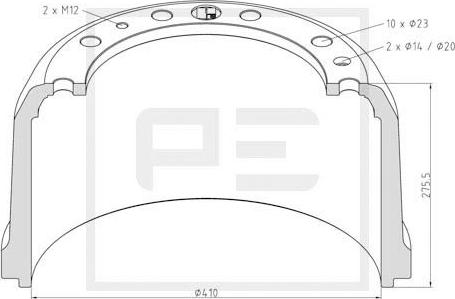 PE Automotive 46600000A - Bremžu trumulis www.autospares.lv