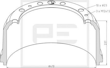 PE Automotive 016.491-00A - Brake Drum www.autospares.lv