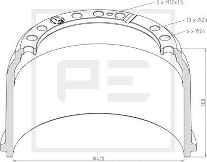 PE Automotive 016.450-00A - Bremžu trumulis www.autospares.lv