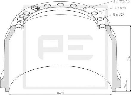 PE Automotive 016.525-00A - Brake Drum www.autospares.lv