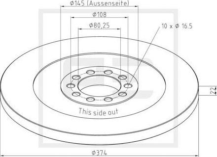 PE Automotive 016.280-00A - Bremžu diski www.autospares.lv