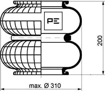 PE Automotive 084.002-70A - Pneimoatsperes spilvens, Pneimopiekare autospares.lv