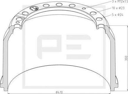 PE Automotive 036.403-97A - Bremžu trumulis www.autospares.lv