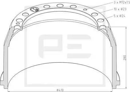 PE Automotive 036.402-00A - Bremžu trumulis www.autospares.lv