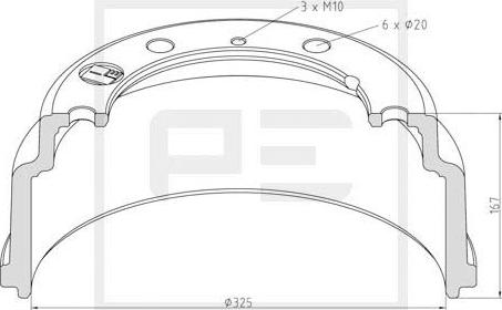 PE Automotive 036.415-00A - Bremžu trumulis www.autospares.lv