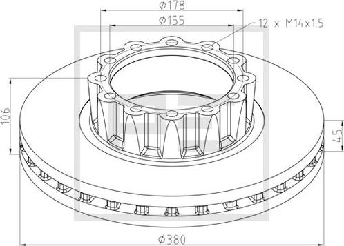 PE Automotive 036.005-00A - Тормозной диск www.autospares.lv