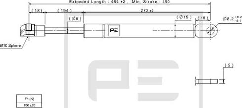 PE Automotive 030.359-00A - Gāzes atspere www.autospares.lv