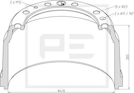 PE Automotive 026.638-00A - Bremžu trumulis www.autospares.lv