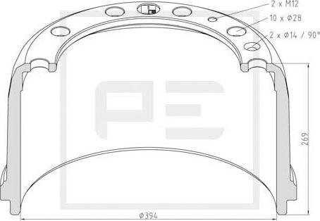 PE Automotive 14606900A - Bremžu trumulis www.autospares.lv