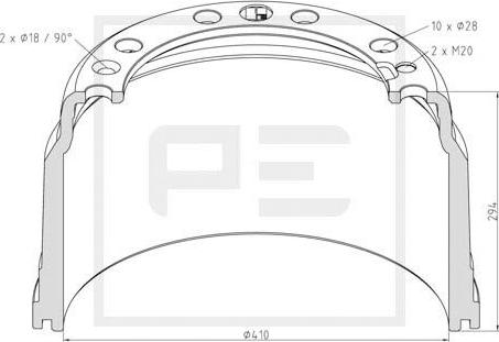 PE Automotive 146.134-00A - Bremžu trumulis www.autospares.lv