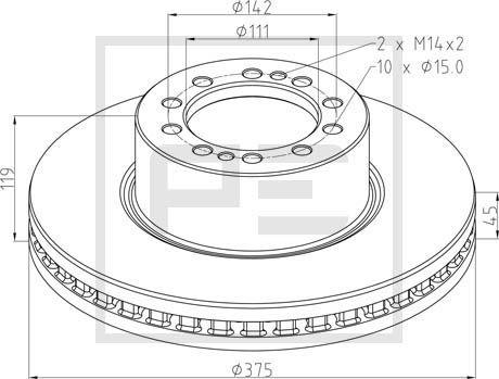 PE Automotive 256.053-00A - Bremžu diski www.autospares.lv