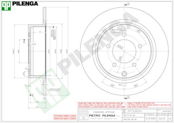 Pilenga 5612 - Bremžu diski www.autospares.lv