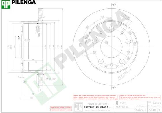 Pilenga 5048 - Тормозной диск www.autospares.lv