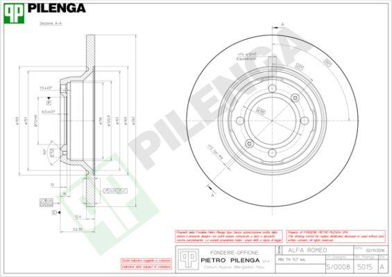 Pilenga 5015 - Тормозной диск www.autospares.lv