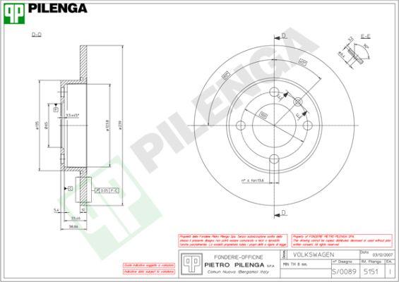 Pilenga 5151 - Тормозной диск www.autospares.lv