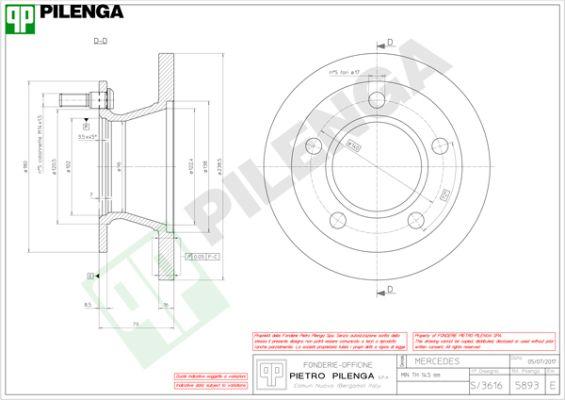 Pilenga 5893 - Bremžu diski www.autospares.lv