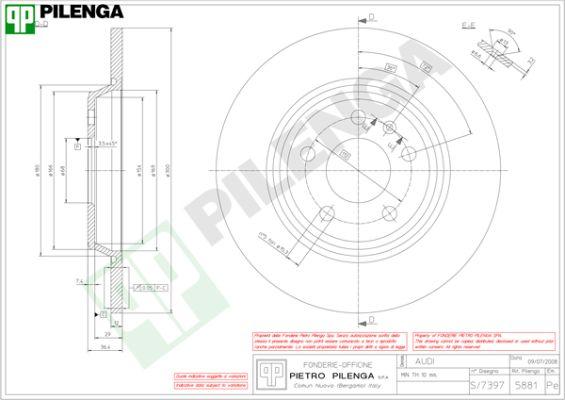 Pilenga 5881 - Тормозной диск www.autospares.lv