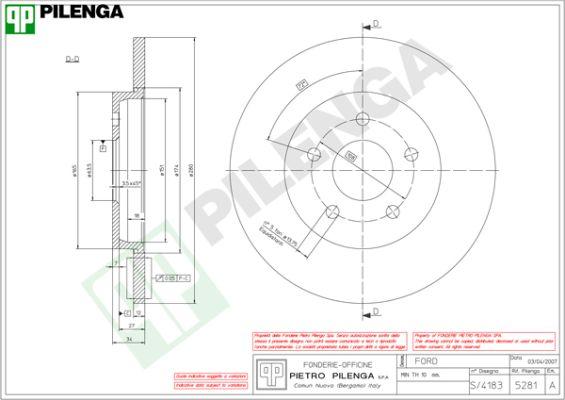 Pilenga 5281 - Bremžu diski autospares.lv