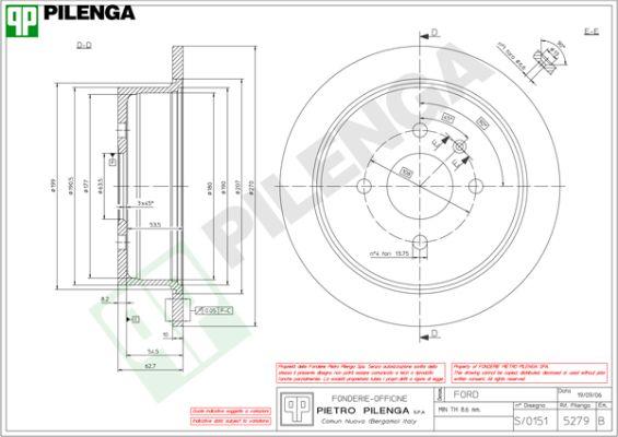 Pilenga 5279 - Bremžu diski www.autospares.lv