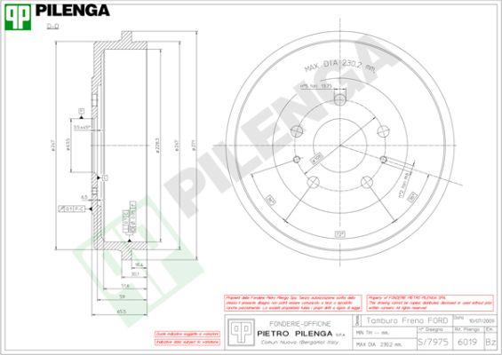 Pilenga 6019 - Тормозной барабан www.autospares.lv