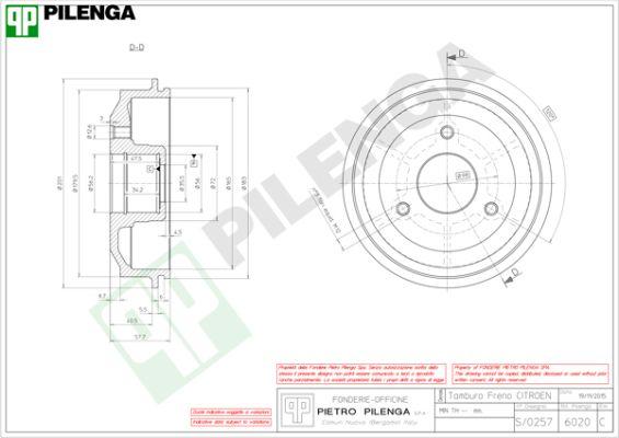 Pilenga 6020 - Тормозной барабан www.autospares.lv