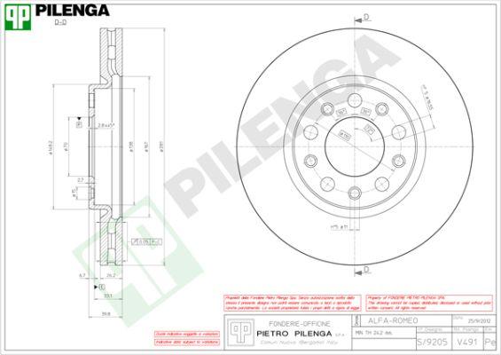 Pilenga V491 - Bremžu diski autospares.lv