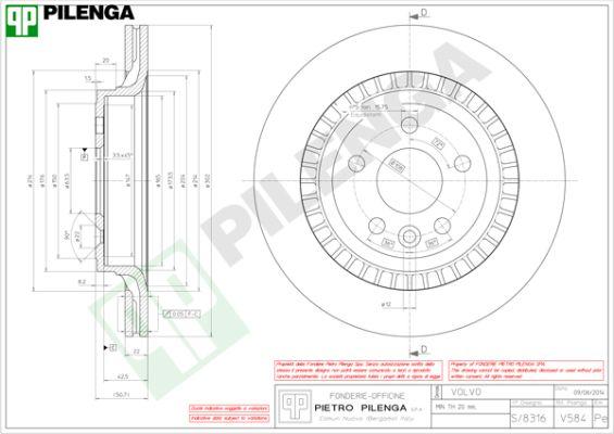 Pilenga V584 - Bremžu diski www.autospares.lv