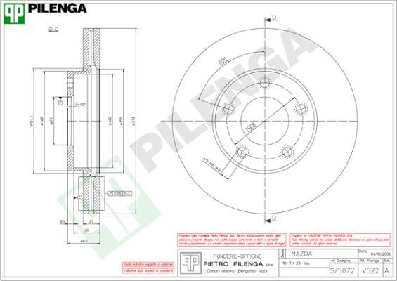 Pilenga V522 - Bremžu diski www.autospares.lv