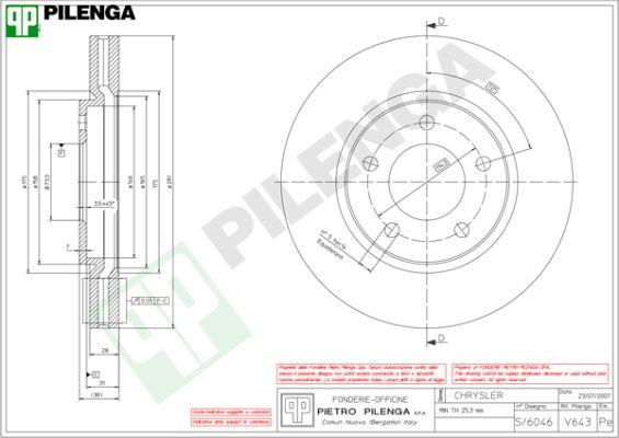 Pilenga V643 - Bremžu diski autospares.lv