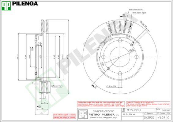 Pilenga V609 - Тормозной диск www.autospares.lv