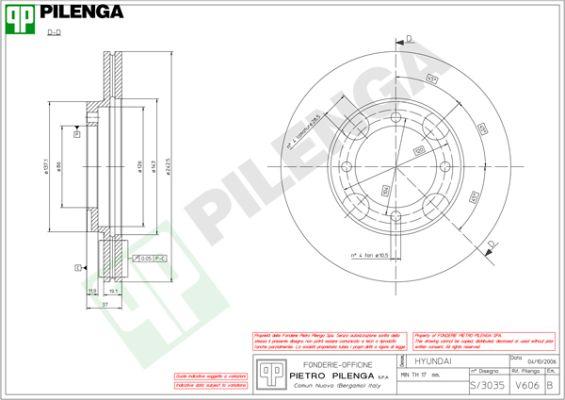 Pilenga V606 - Bremžu diski autospares.lv