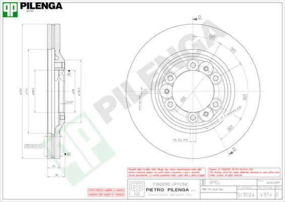 Pilenga V374 - Bremžu diski www.autospares.lv