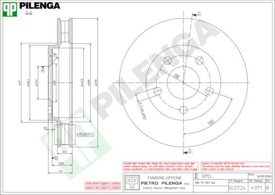 Pilenga V371 - Тормозной диск www.autospares.lv