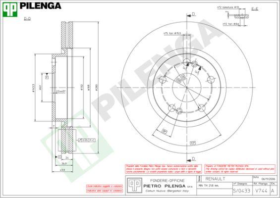 Pilenga V744 - Bremžu diski www.autospares.lv