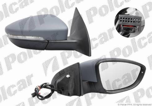 Polcar 9556524M - Spoguļstikls, Ārējais atpakaļskata spogulis www.autospares.lv