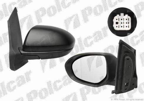 Polcar 4533512M - Spoguļstikls, Ārējais atpakaļskata spogulis www.autospares.lv