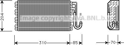 Prasco BWV025 - Iztvaikotājs, Gaisa kondicionēšanas sistēma www.autospares.lv