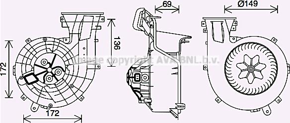 Prasco OL8693 - Elektromotors, Salona ventilācija www.autospares.lv