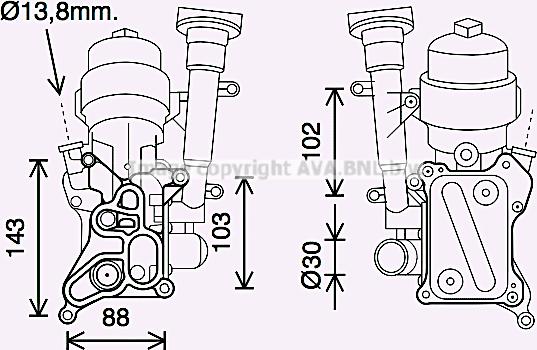 Prasco OL3686H - Eļļas radiators, Motoreļļa www.autospares.lv