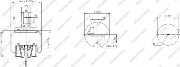 Prime-Ride 1R11-919 - Pneimoatsperes spilvens, Pneimopiekare www.autospares.lv