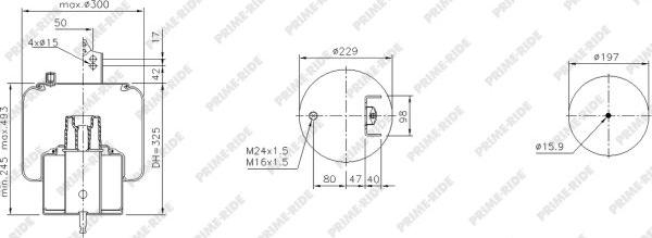 Prime-Ride 1R11-857 - Pneimoatsperes spilvens, Pneimopiekare www.autospares.lv