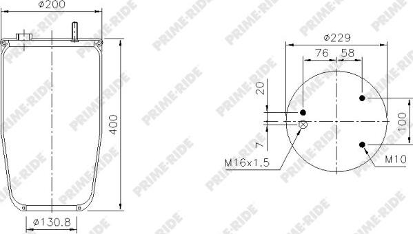 Prime-Ride 1R11-796 - Pneimoatsperes spilvens, Pneimopiekare www.autospares.lv