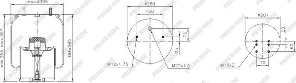 Prime-Ride 1R11-762 - Pneimoatsperes spilvens, Pneimopiekare www.autospares.lv