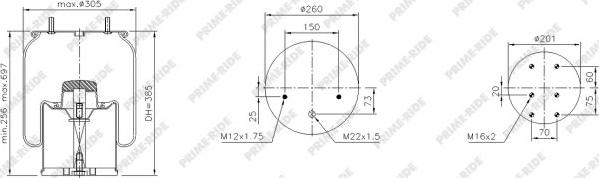 Prime-Ride 1R11-702 - Pneimoatsperes spilvens, Pneimopiekare www.autospares.lv