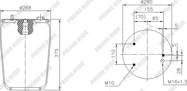 Prime-Ride 1R12-764 - Pneimoatsperes spilvens, Pneimopiekare www.autospares.lv