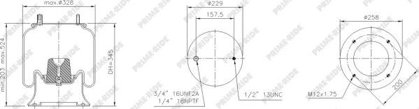 Prime-Ride 1R12-716 - Bellow, air suspension www.autospares.lv