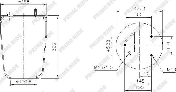 Prime-Ride 1R12-710 - Pneimoatsperes spilvens, Pneimopiekare www.autospares.lv